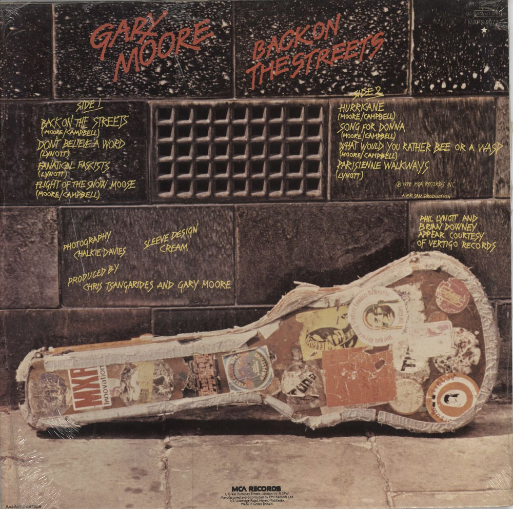 Gary Moore Back On The Streets - 1st + inner - Stickered Sleeve UK vinyl LP album (LP record)