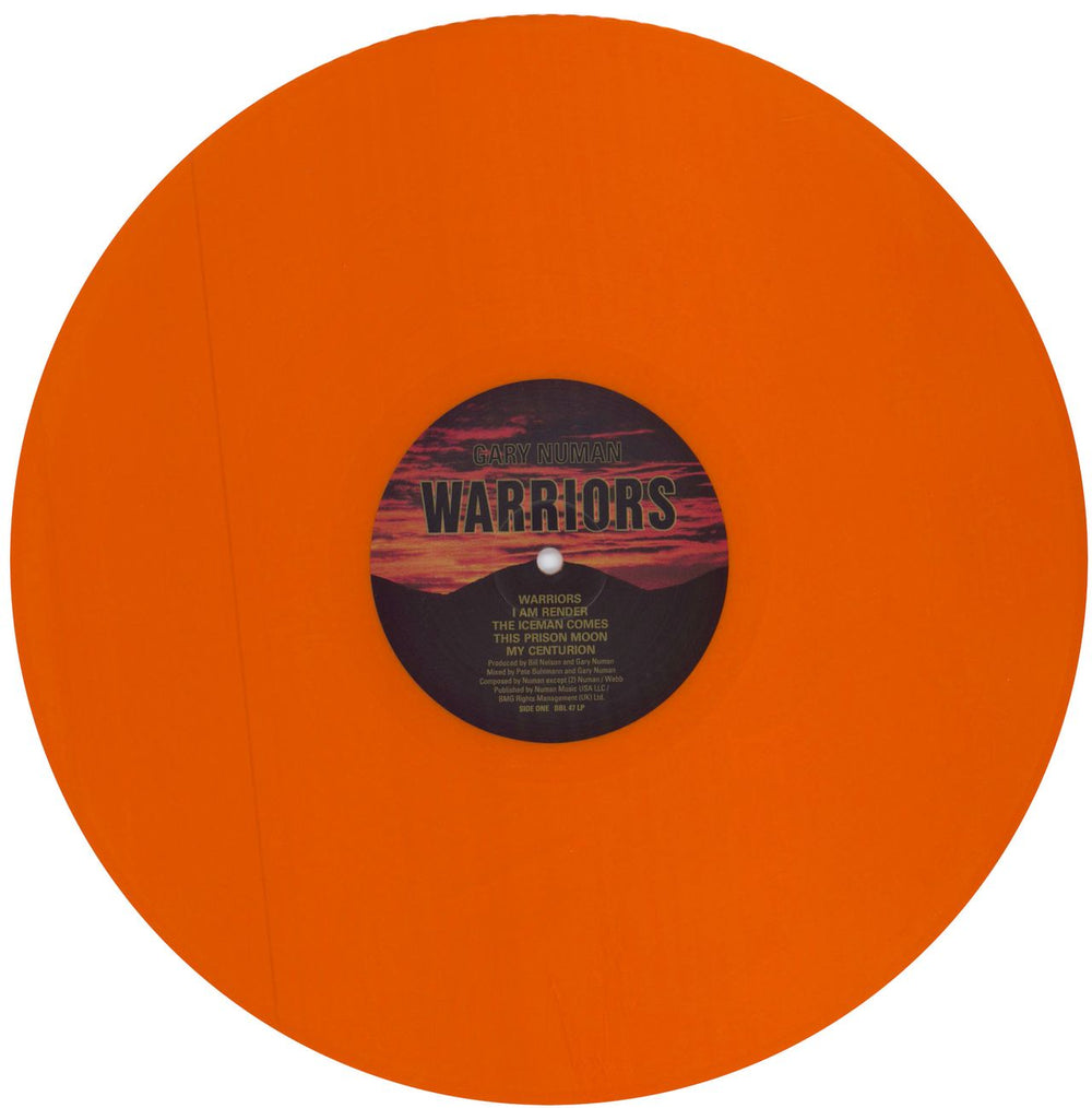 Gary Numan Warriors - Orange Vinyl UK vinyl LP album (LP record) NUMLPWA786084
