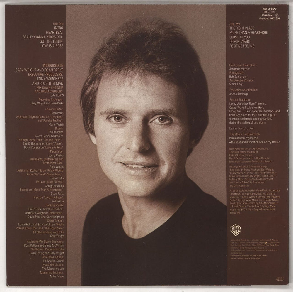 Gary Wright The Right Place German vinyl LP album (LP record)