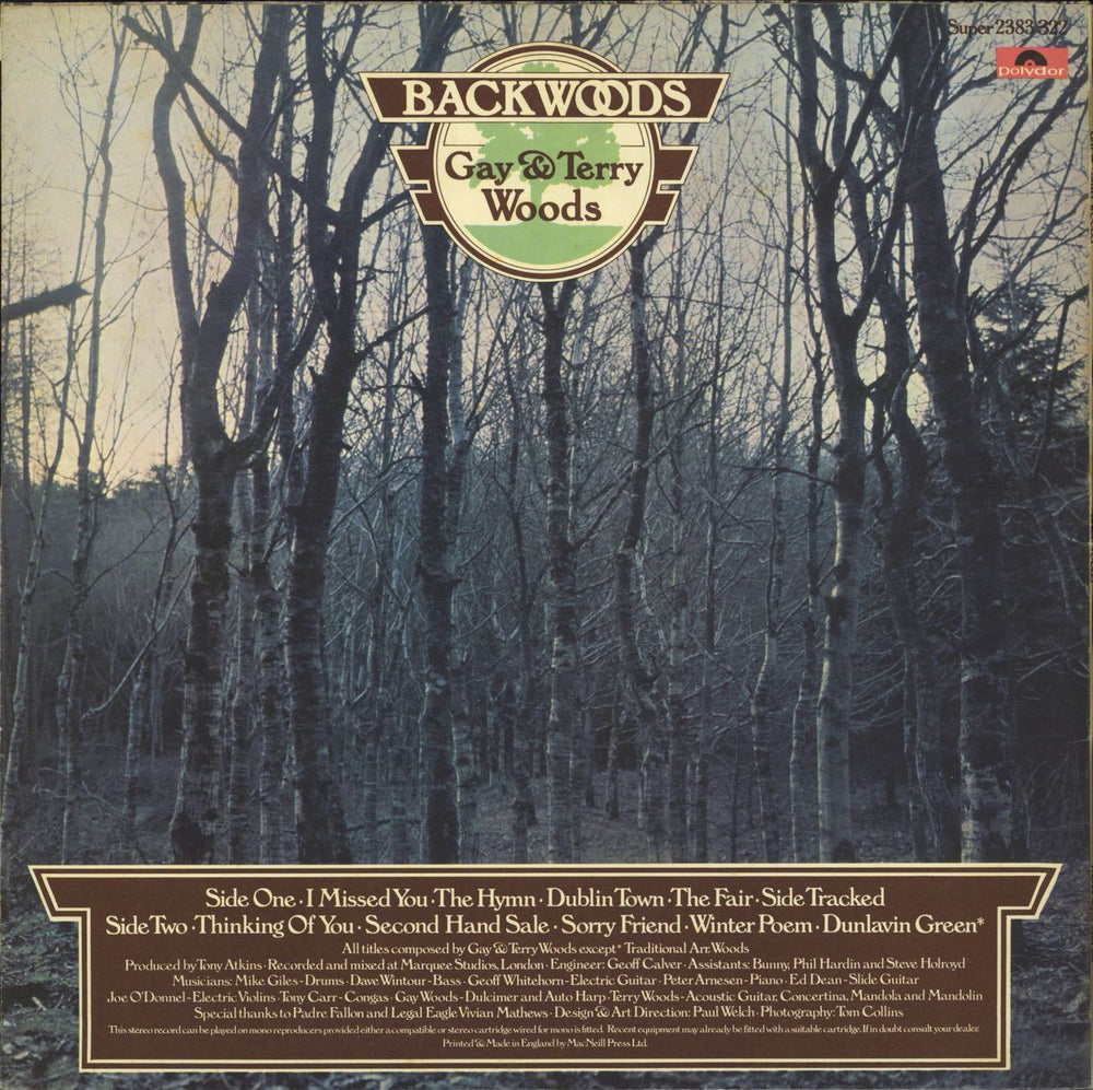 Gay & Terry Woods Backwoods UK vinyl LP album (LP record)