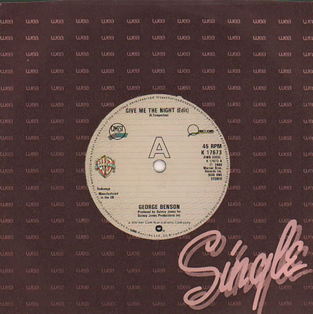 George Benson Give Me The Night UK 7" vinyl single (7 inch record / 45) K17673