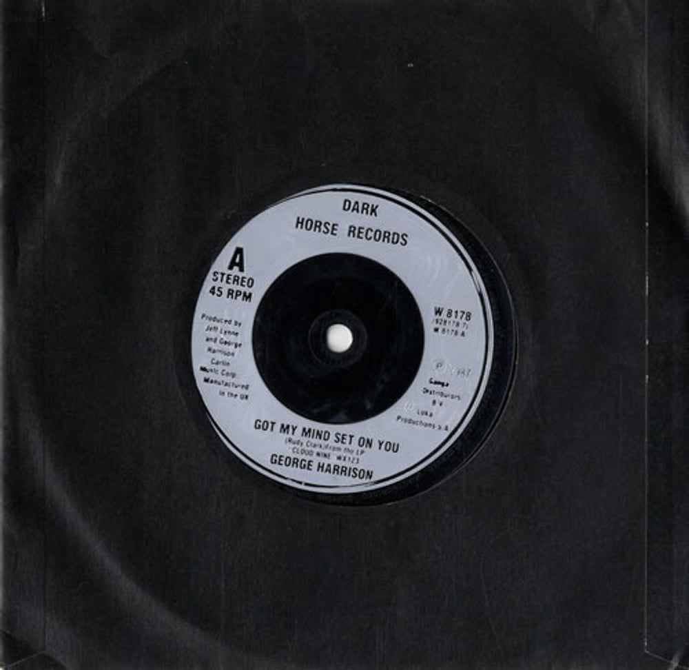 George Harrison Got My Mind Set On You - Silver Inj UK 7" vinyl single (7 inch record / 45) W8178