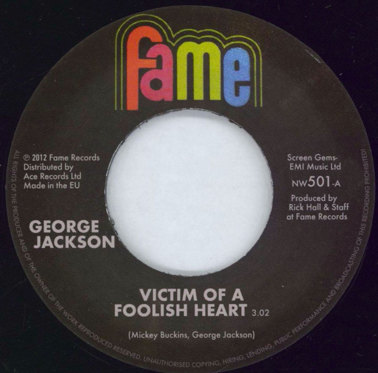 George Jackson Victim Of A Foolish Heart UK 7" vinyl single (7 inch record / 45) NW501