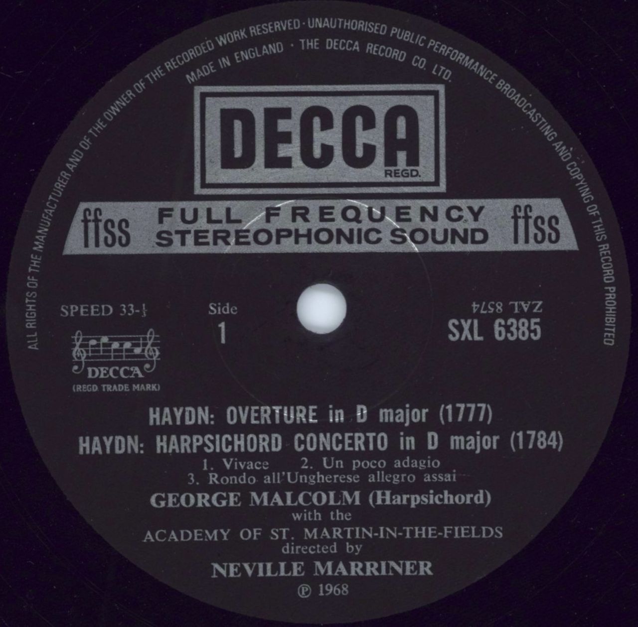George Malcolm Harpsichord Concertos UK vinyl LP album (LP record) GV8LPHA765302