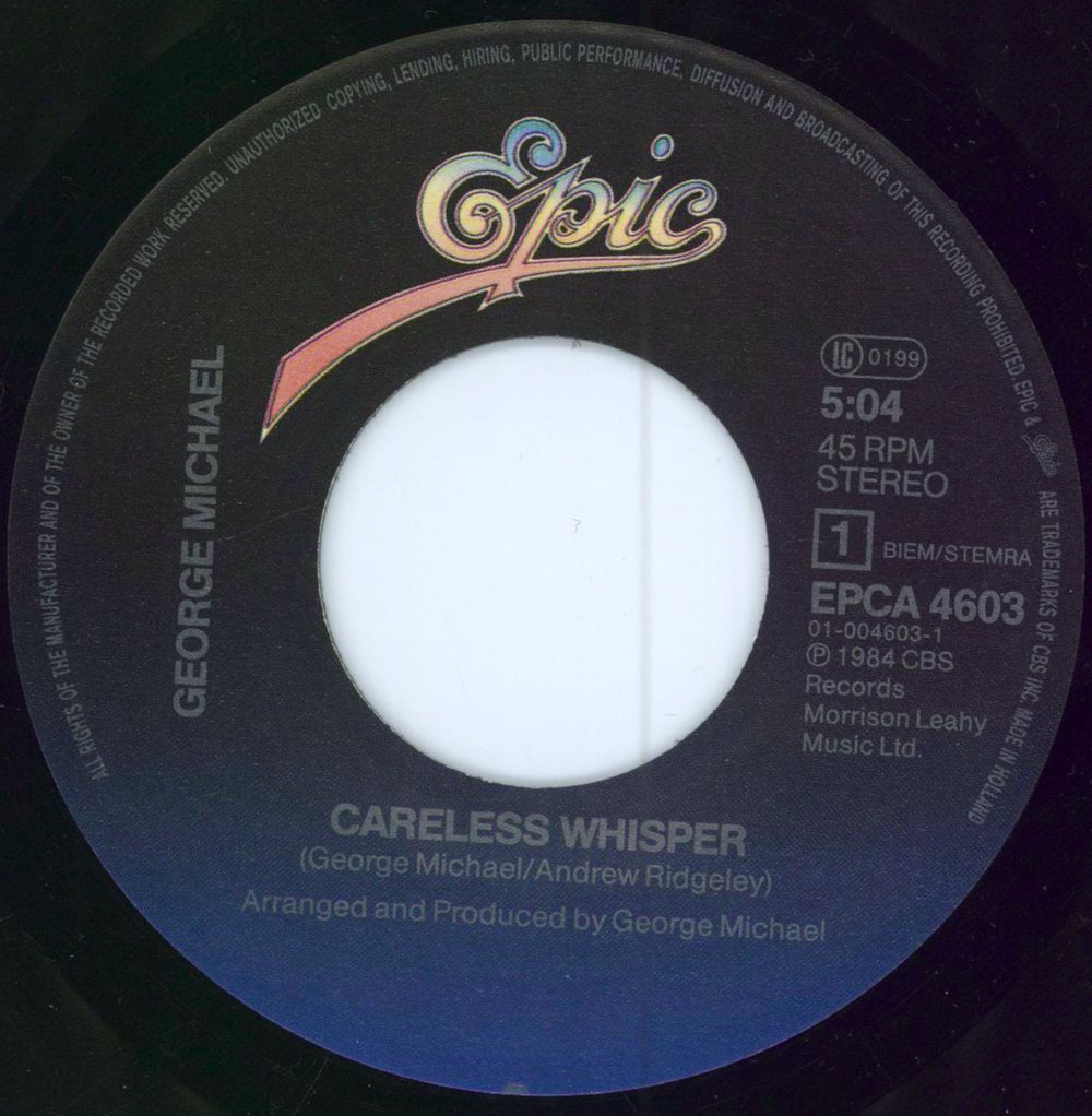 George Michael Careless Whisper - P/S Dutch 7" vinyl single (7 inch record / 45) GEO07CA691168