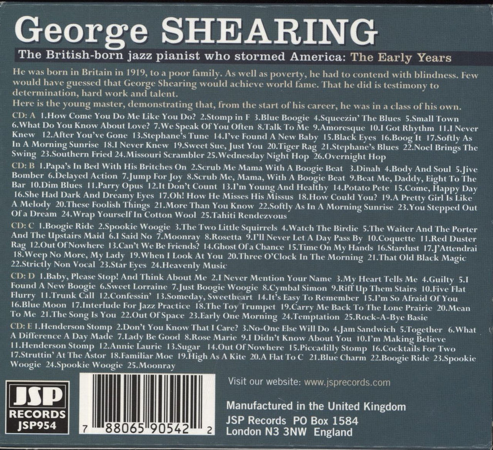 George Shearing The Early Years UK CD Single Box Set