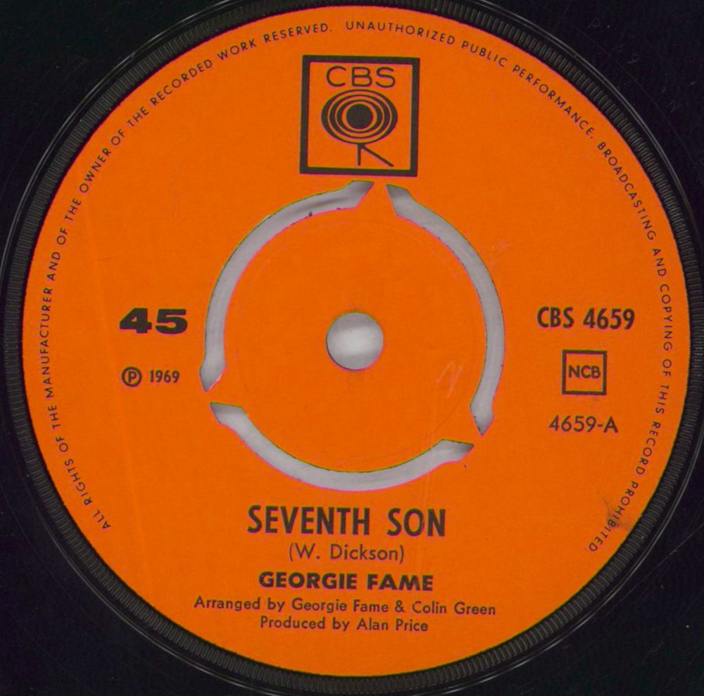 Georgie Fame Seventh Son + p/s Swedish 7" vinyl single (7 inch record / 45) GFM07SE818850