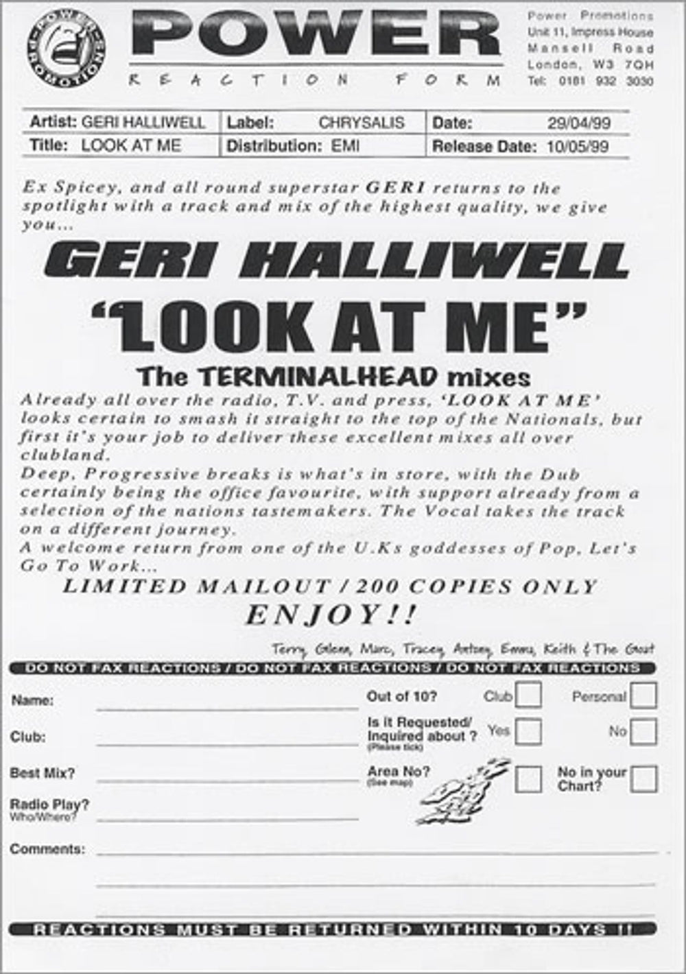 Geri Halliwell Look At Me - Terminalhead Mixes UK Promo 12" vinyl single (12 inch record / Maxi-single) G-R12LO136622