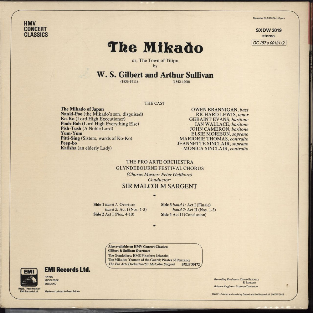 Gilbert & Sullivan The Mikado UK 2-LP vinyl record set (Double LP Album)
