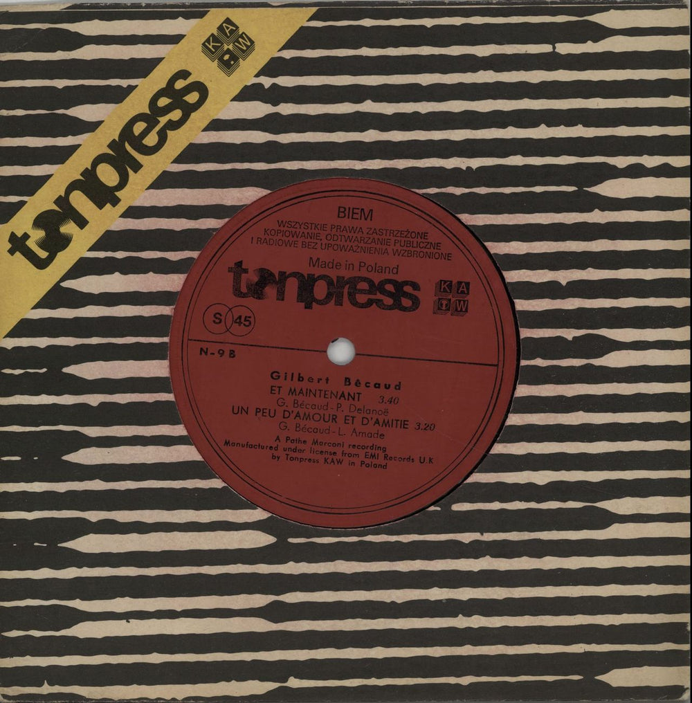 Gilbert Bécaud Nathalie Polish 7" vinyl single (7 inch record / 45) N-9