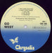 Go West Go West - Hype Sticker UK vinyl LP album (LP record) GOWLPGO830170