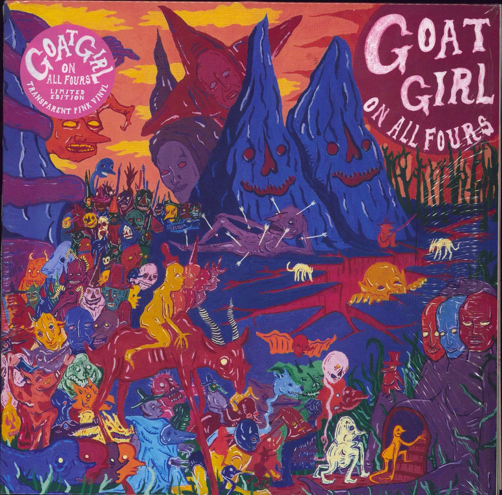 Goat Girl On All Fours - Pink vinyl UK 2-LP vinyl record set (Double LP Album) RT0154LPE