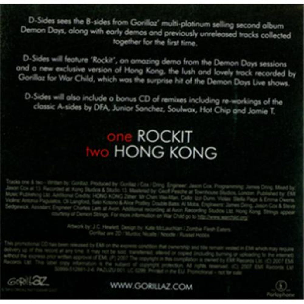Gorillaz D-Sides UK Promo CD single (CD5 / 5") GLZC5DS421260