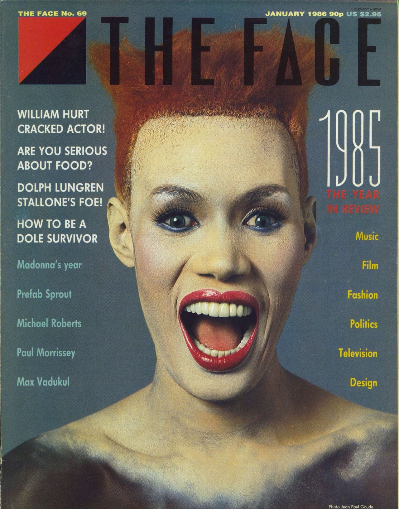 Grace Jones The Face - January 1986 UK magazine JANUARY 1986