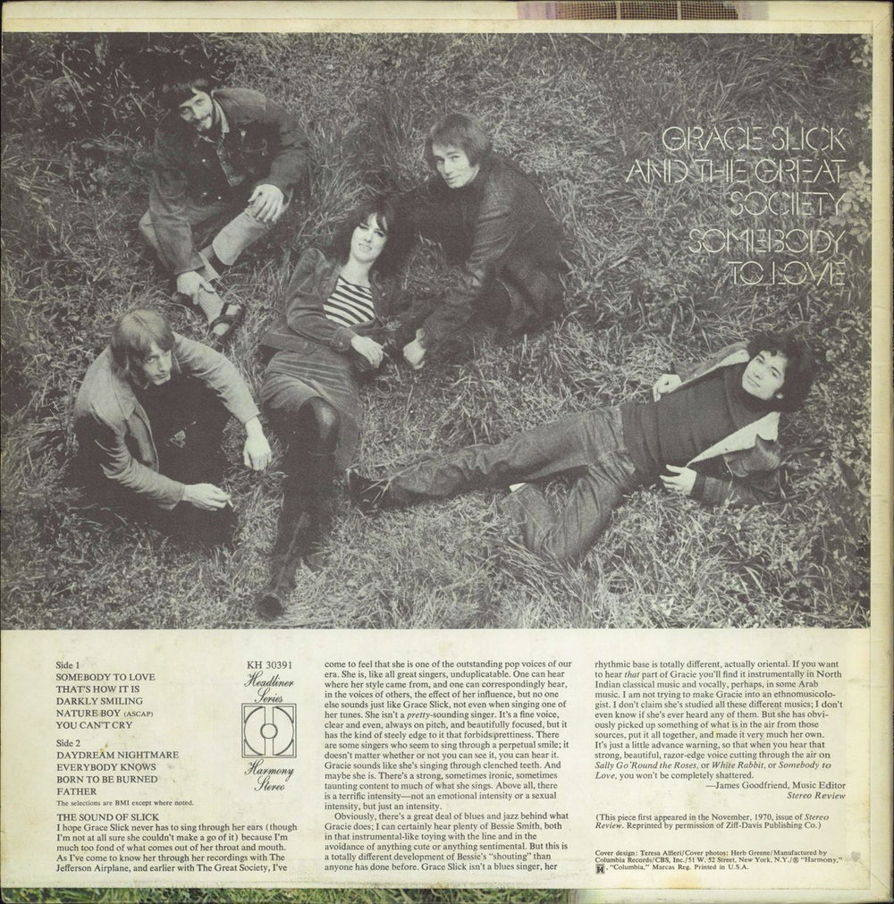 Grace Slick Somebody To Love US vinyl LP album (LP record)