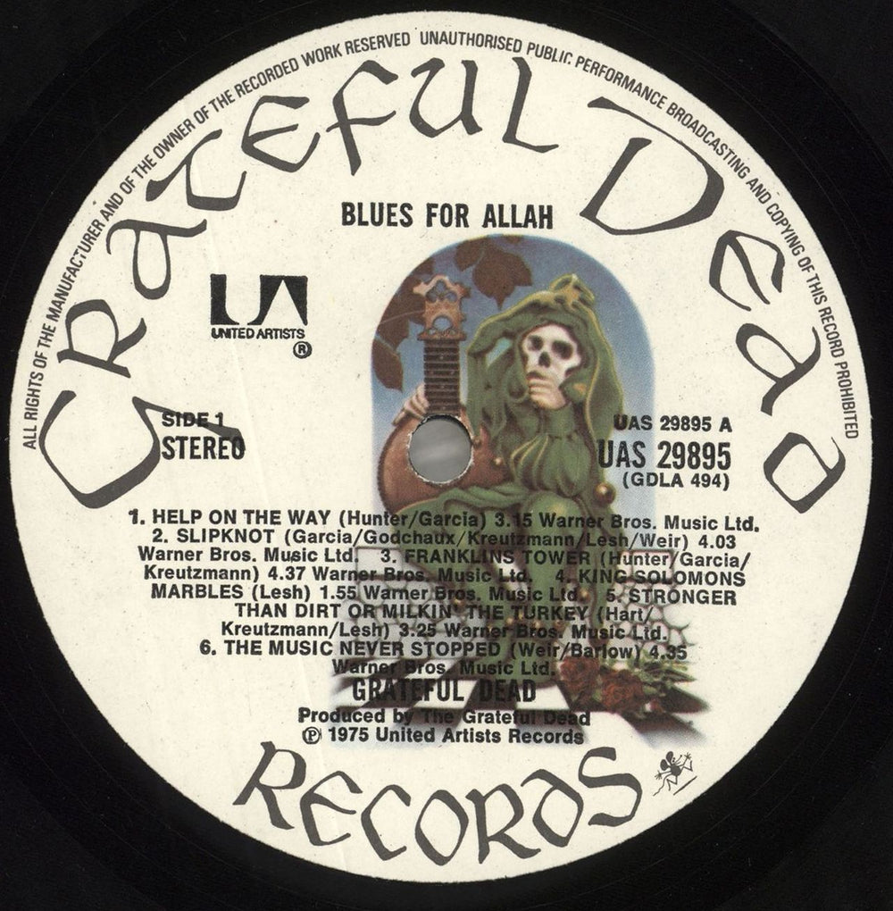 Grateful Dead Blues For Allah - 1st + insert - EX UK vinyl LP album (LP record) GRDLPBL718465