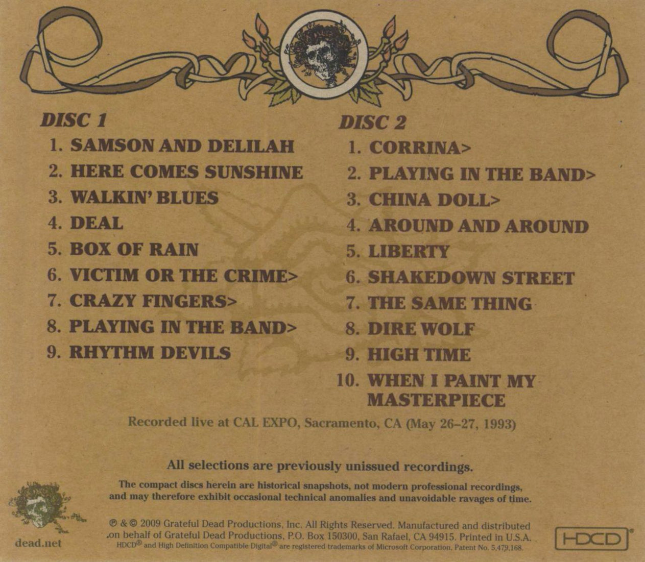 Grateful Dead Road Trips Vol. 2, No. 4: Cal Expo '93 + Bonus CD US 3-C ...