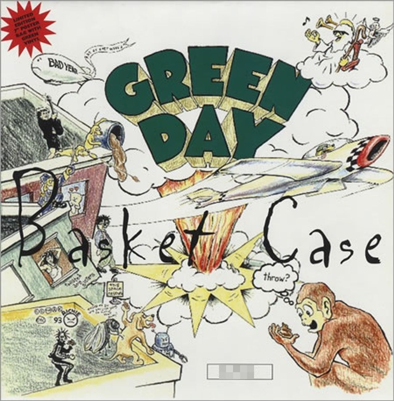 Green Day Basket Case - Green Vinyl UK 7" vinyl — RareVinyl.com