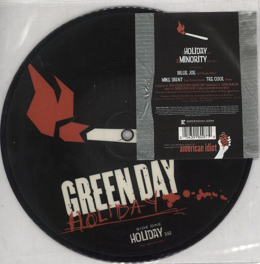 Green Day Holiday UK 7" vinyl picture disc (7 inch picture disc single) W664