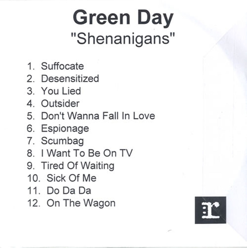 Green Day Shenanigans - 12-track UK Promo CD-R acetate CD-R