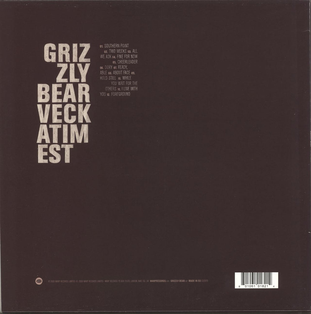 Grizzly Bear Veckatimest UK 2-LP vinyl record set (Double LP Album) ZLY2LVE736412