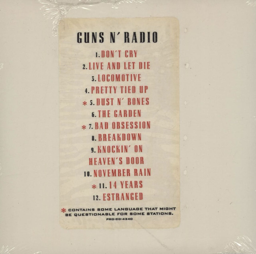 Guns N Roses Guns N Radio US Promo CD album (CDLP) PRO-CD-4340