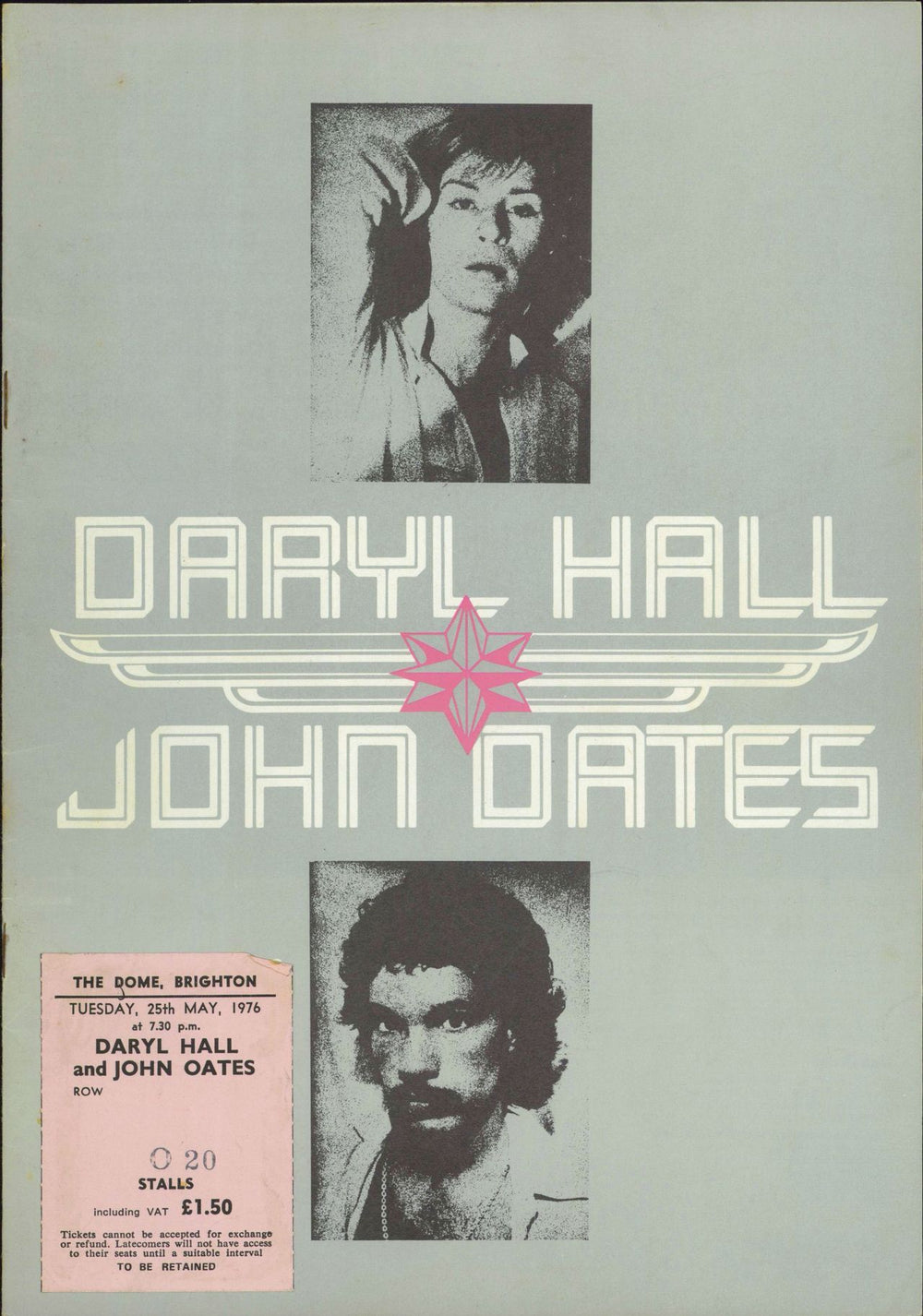 Hall & Oates 1975 Tour Programme + Ticket UK tour programme TOUR PROGRAMME