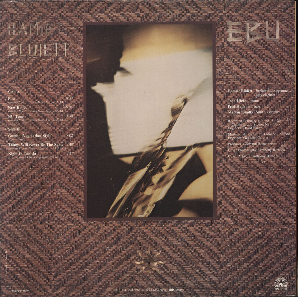 Hamiet Bluiett Ebu Italian vinyl LP album (LP record)