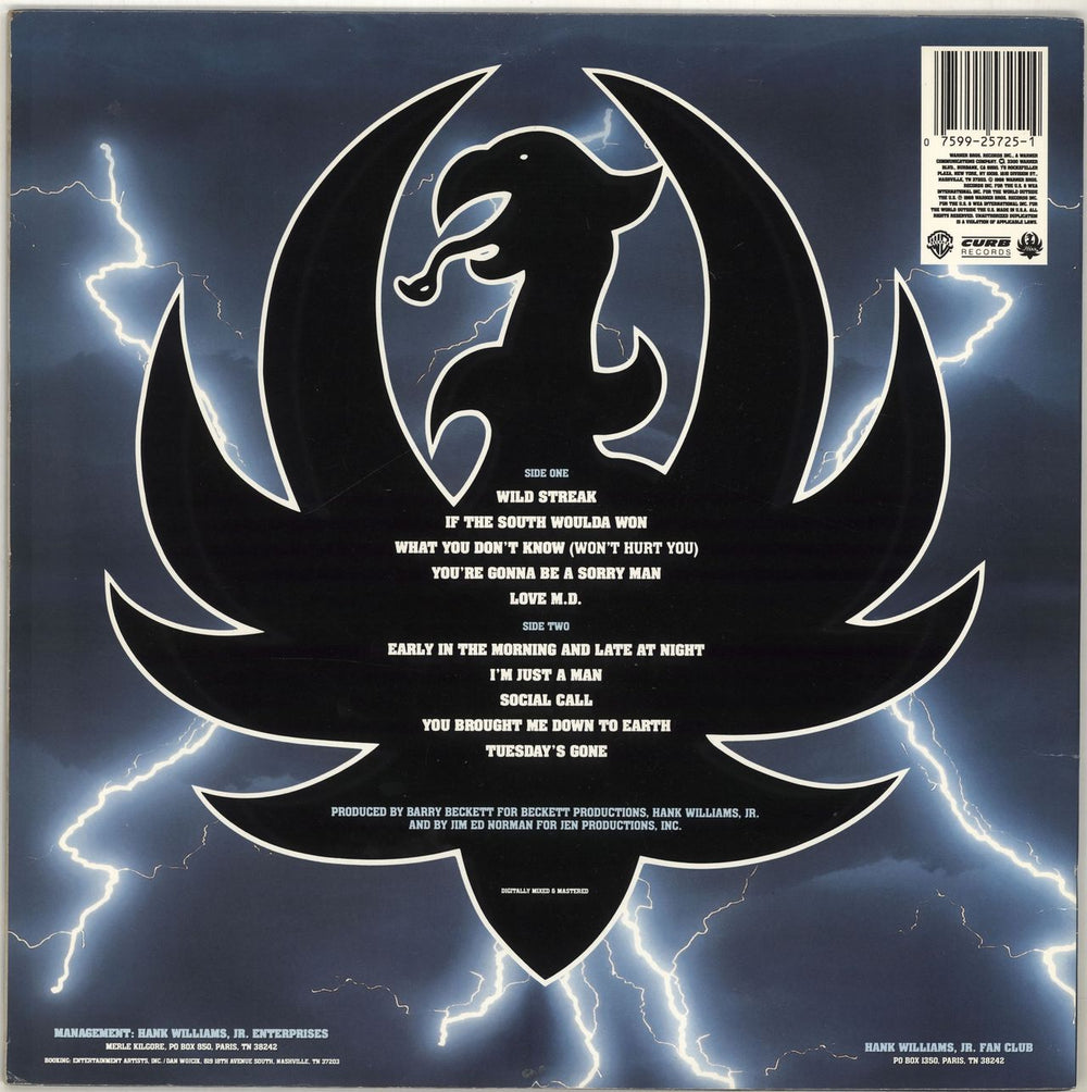 Hank Williams Jr. Wild Streak US vinyl LP album (LP record) 075992572514