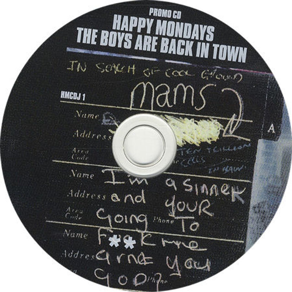 Happy Mondays The Boys Are Back In Town UK Promo CD single (CD5 / 5") HMCDJ1