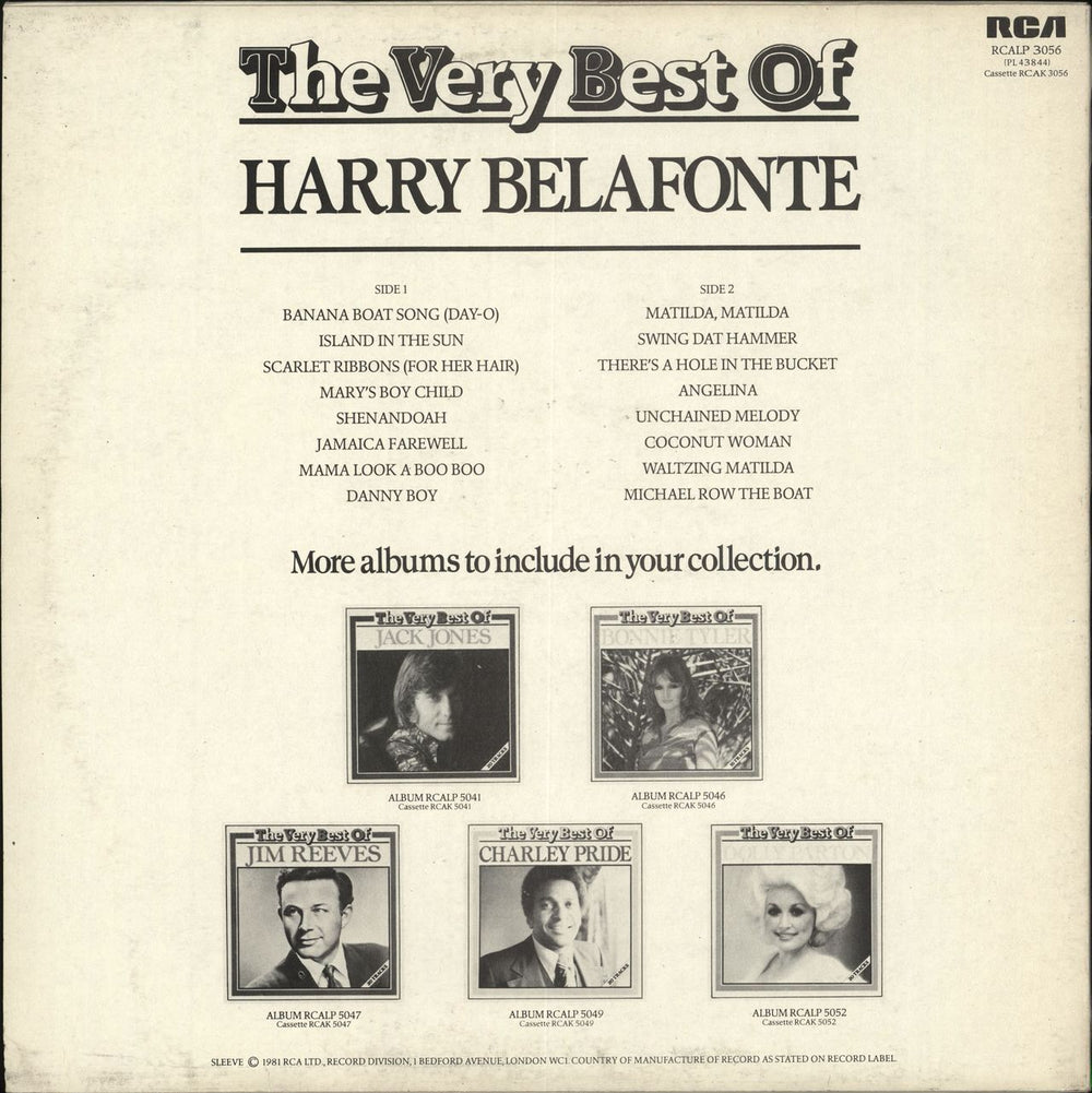 Harry Belafonte The Very Best Of Harry Belafonte UK vinyl LP album (LP record)