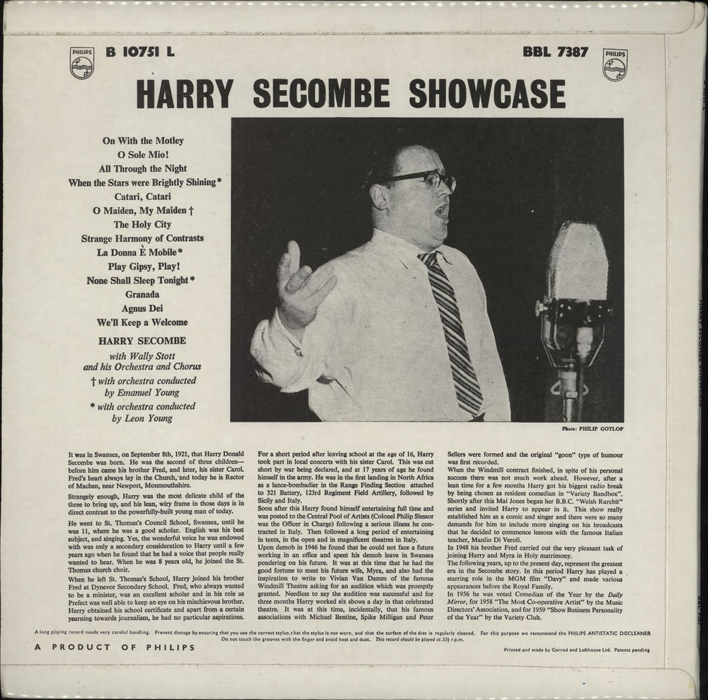 Harry Secombe Harry Secombe Showcase UK vinyl LP album (LP record) H.SLPHA763151