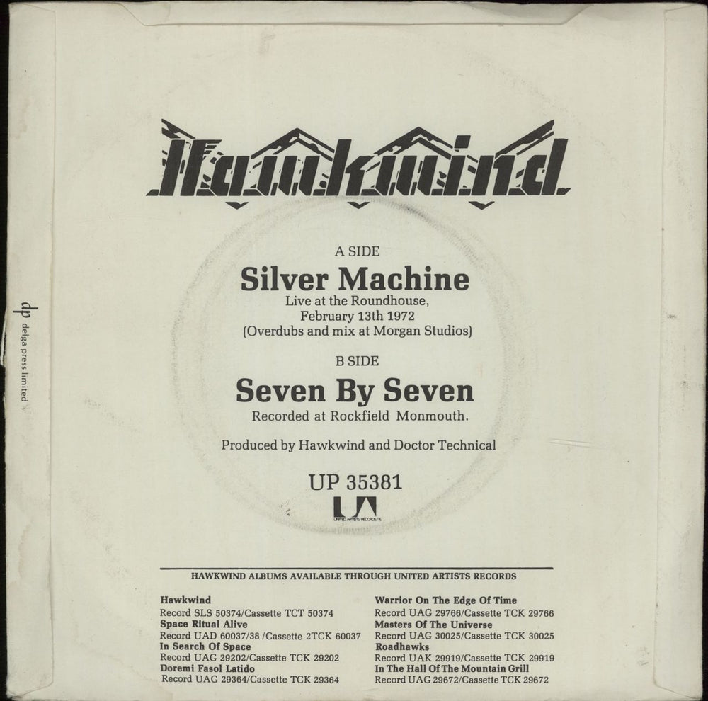 Hawkwind Silver Machine - 2nd UK 7" vinyl single (7 inch record / 45) HWK07SI101468