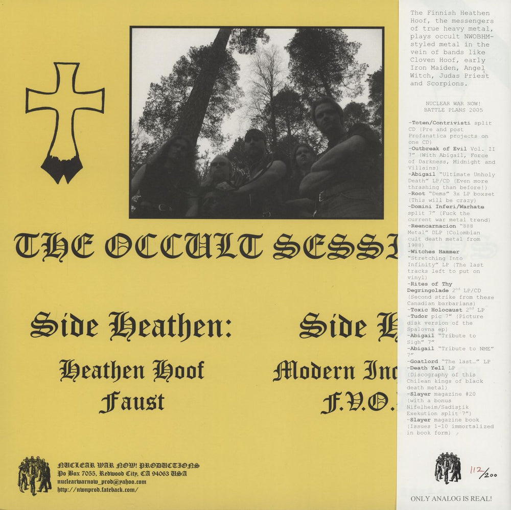 Heathen Hoof The Occult Sessions - Die Hard Edition - Yellow Vinyl US 12" vinyl single (12 inch record / Maxi-single)