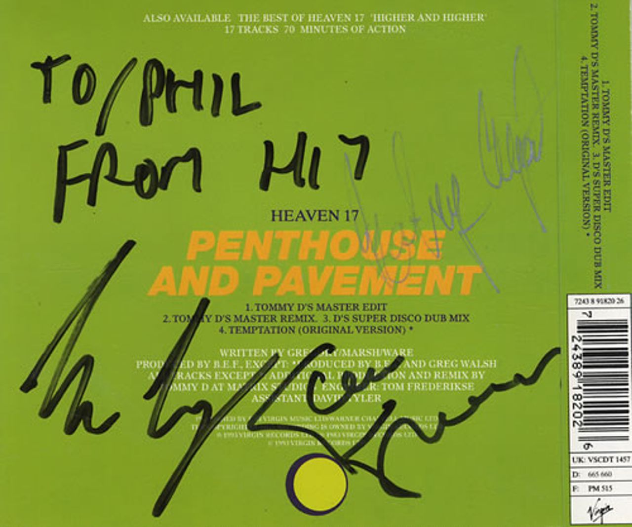 Heaven 17 Penthouse And Pavement - Autographed! UK CD single (CD5 / 5") H17C5PE432256