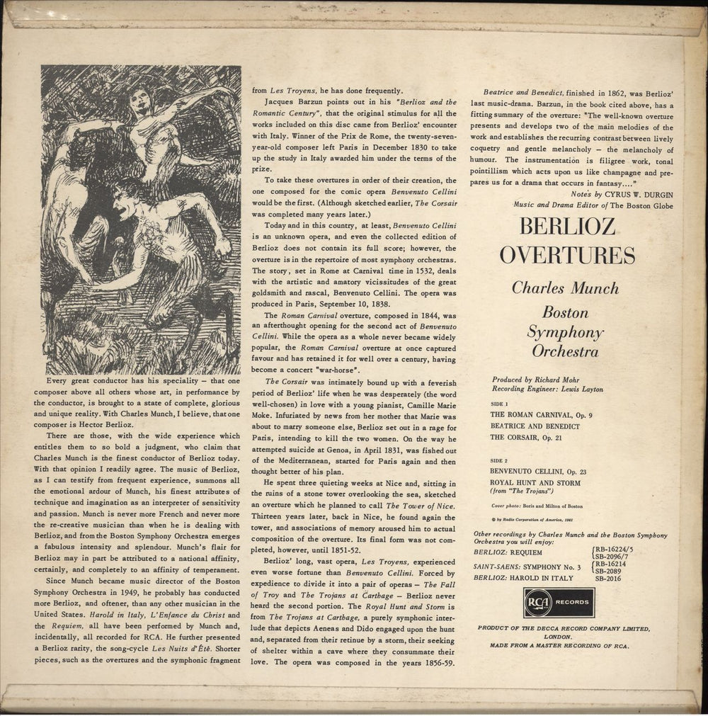 Hector Berlioz Berlioz Overtures UK vinyl LP album (LP record)