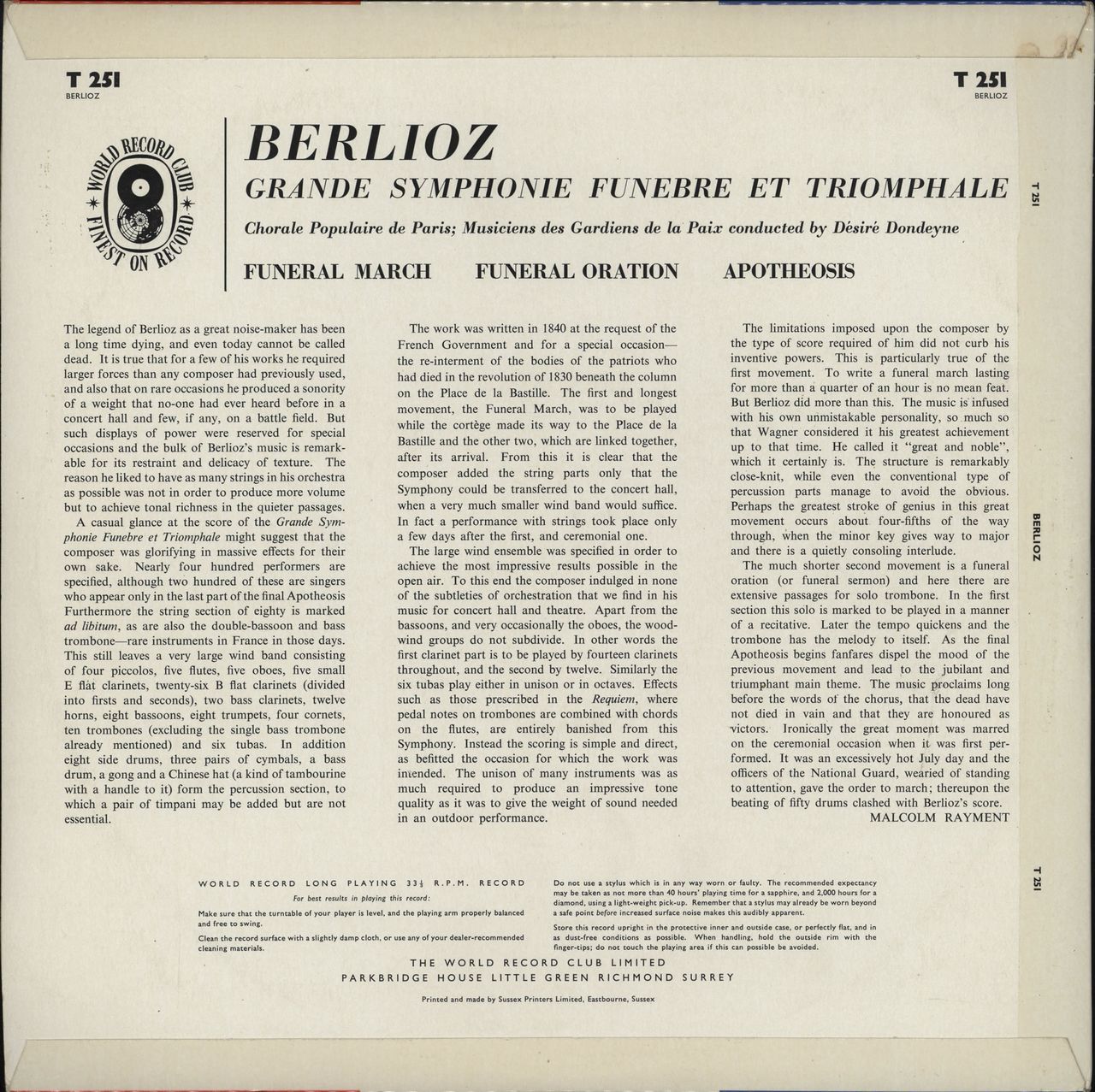 Hector Berlioz Grande Symphonie Funebre Et Triomphale UK vinyl LP album (LP record)