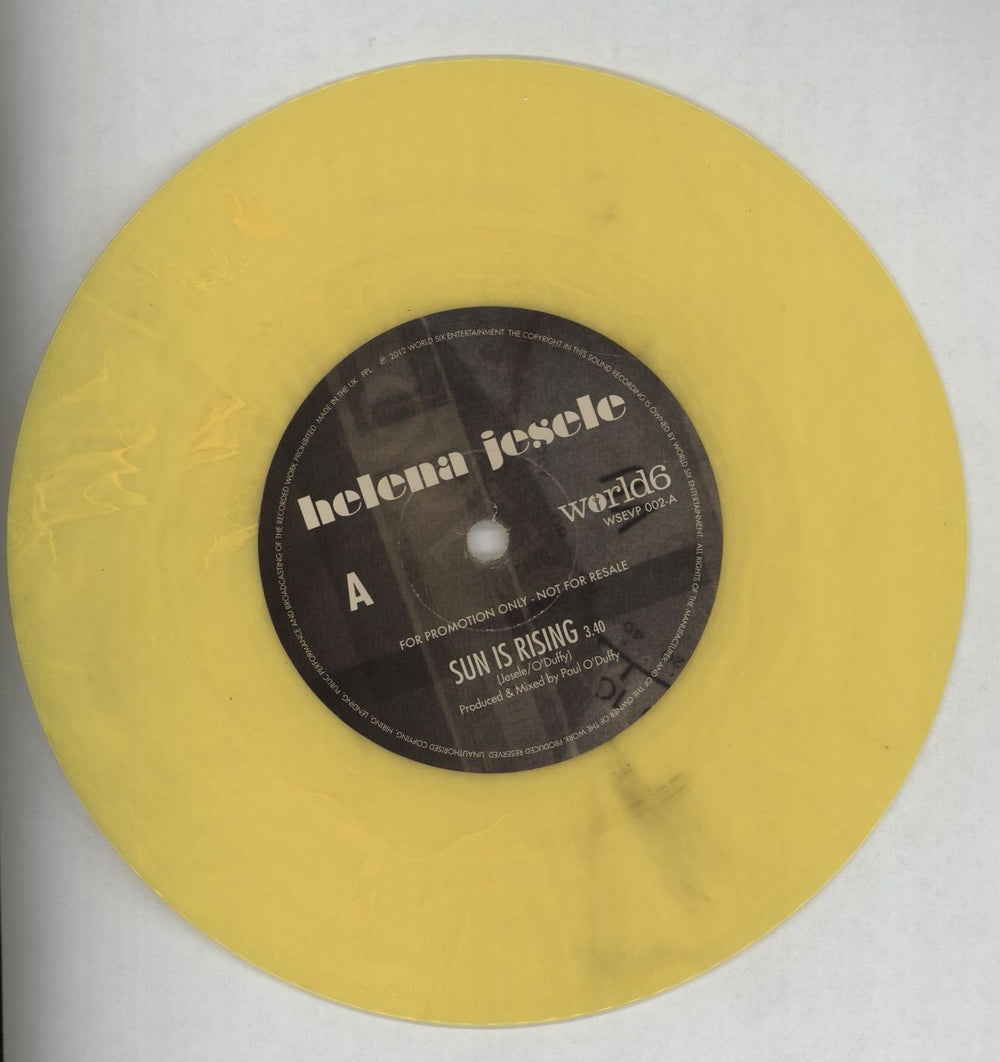 Helena Jesele Sun Is Rising - Yellow Vinyl - Autographed + Numbered Sleeve UK Promo 7" vinyl single (7 inch record / 45) I6Q07SU671717