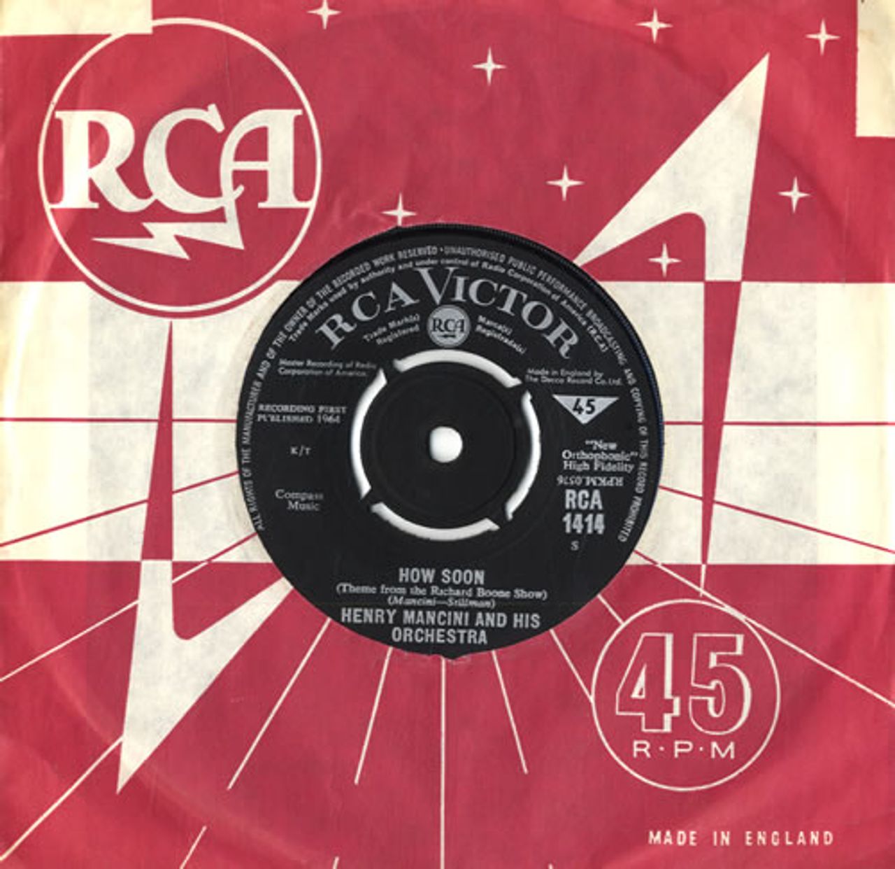 Henry Mancini How Soon UK 7" vinyl single (7 inch record / 45) RCA1414