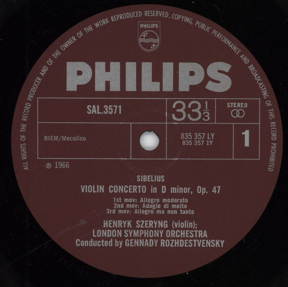 Henryk Szeryng Sibelius: Violin Concerto in D Minor, Op.47 / Prokofiev: Violin Concerto No. 2 in G Minor, Op.63 UK vinyl LP album (LP record) IHNLPSI785994