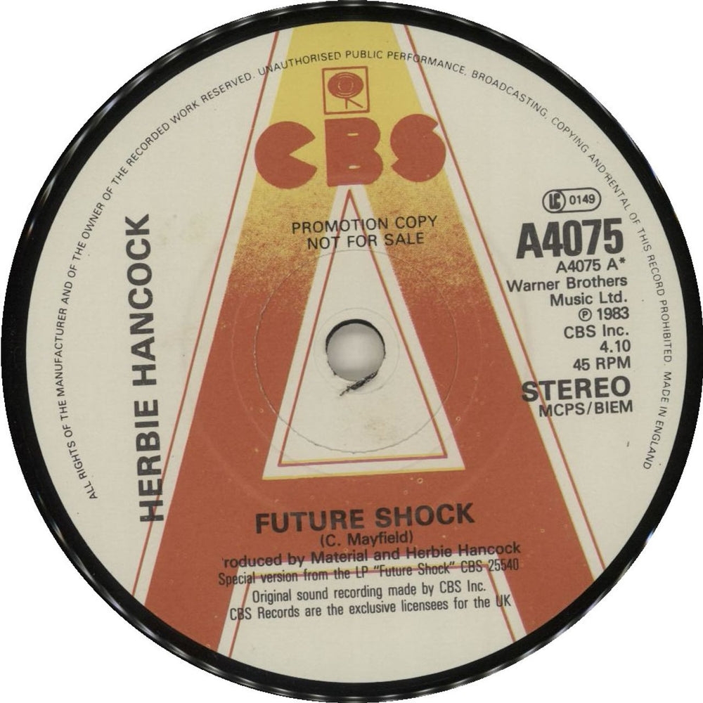 Herbie Hancock Future Shock UK Promo 7" vinyl single (7 inch record / 45) HHA07FU684241