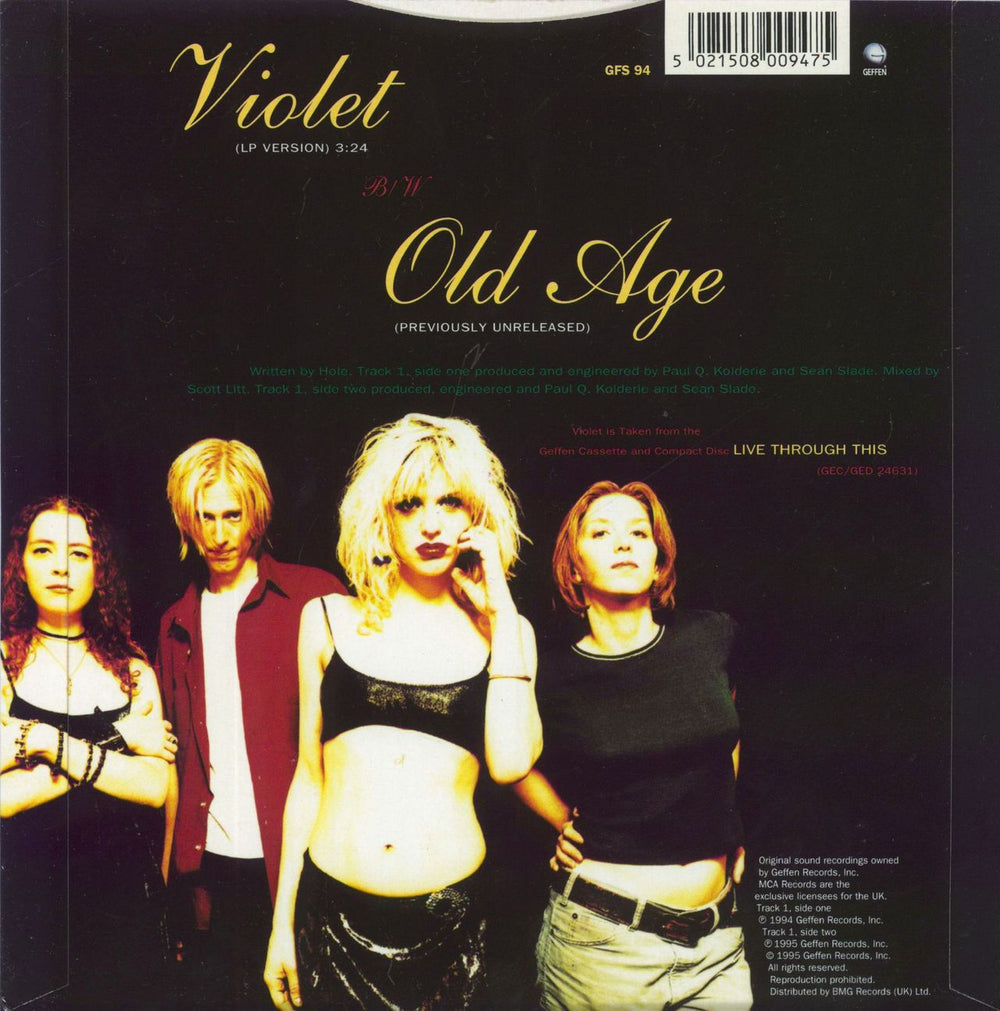 Hole Violet - Black Vinyl + PVC & Insert UK 7" vinyl single (7 inch record / 45) 5021508009475