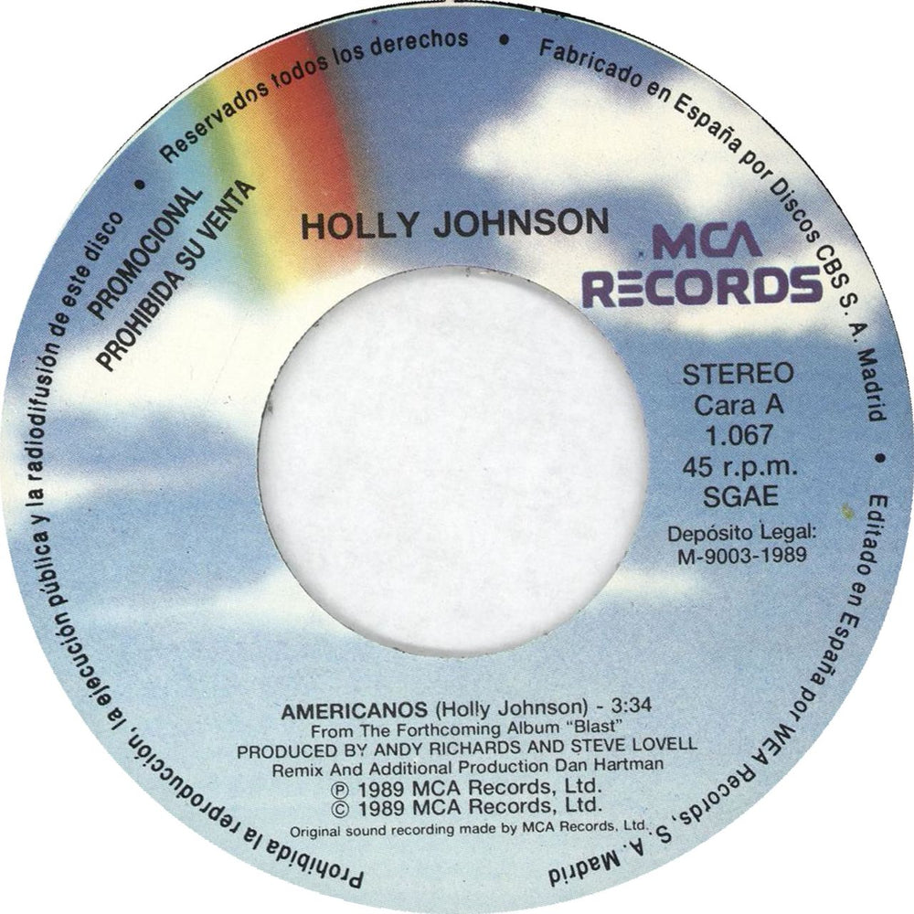 Holly Johnson Americanos Spanish Promo 7" vinyl single (7 inch record / 45) HJO07AM06204