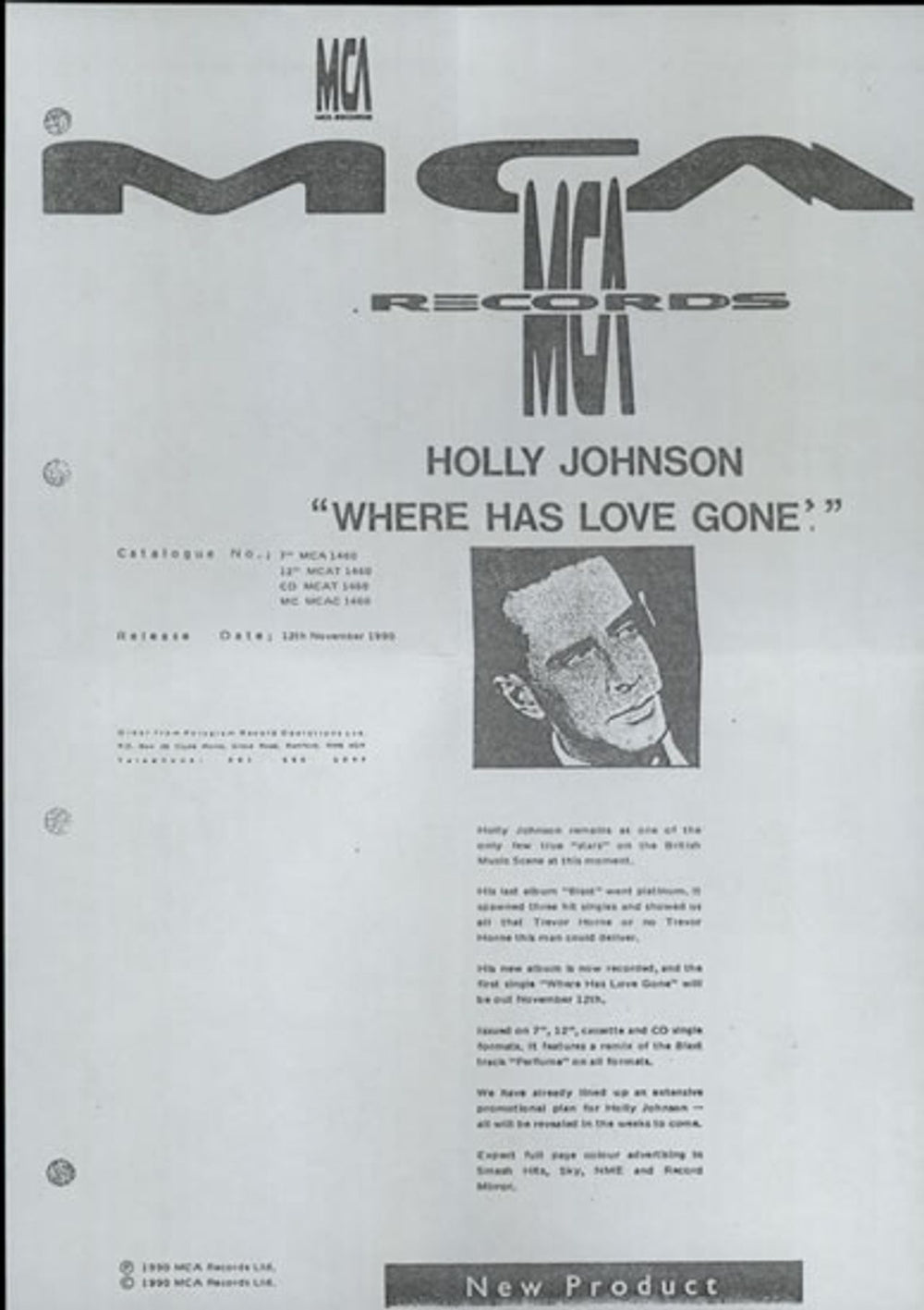 Holly Johnson Where Has Love Gone? + PR UK 7" vinyl single (7 inch record / 45) HJO07WH49229