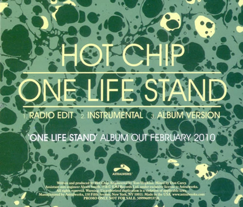 Hot Chip One Life Stand US Promo CD single (CD5 / 5") 5099960953728