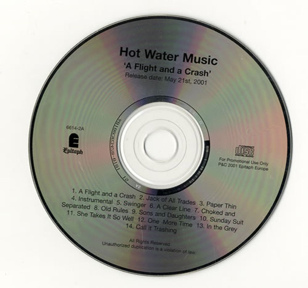 Hot Water Music A Flight And A Crash Dutch Promo CD album (CDLP) 6614-2A