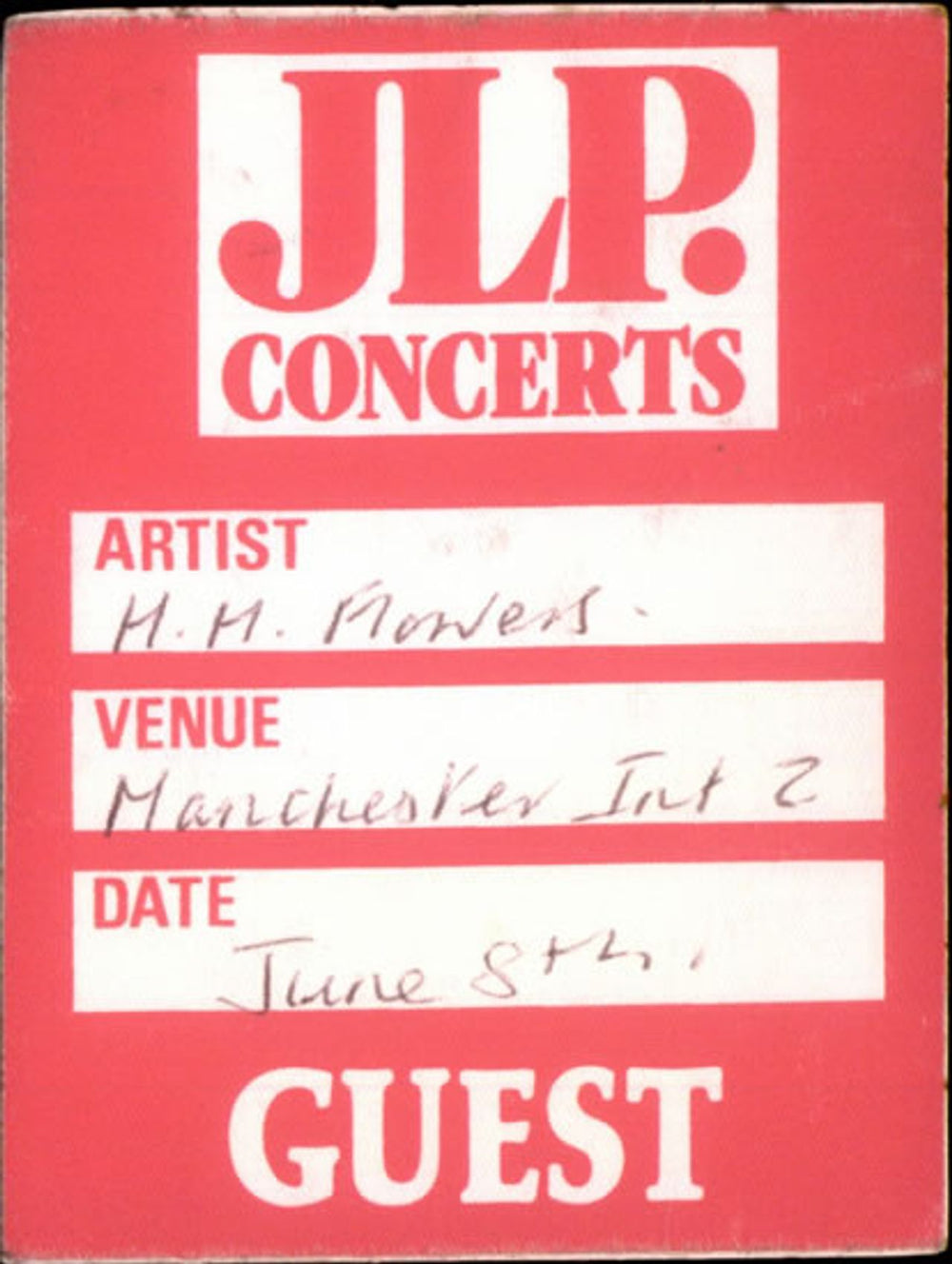 Hothouse Flowers Manchester Internatioal UK tour pass TOUR PASS