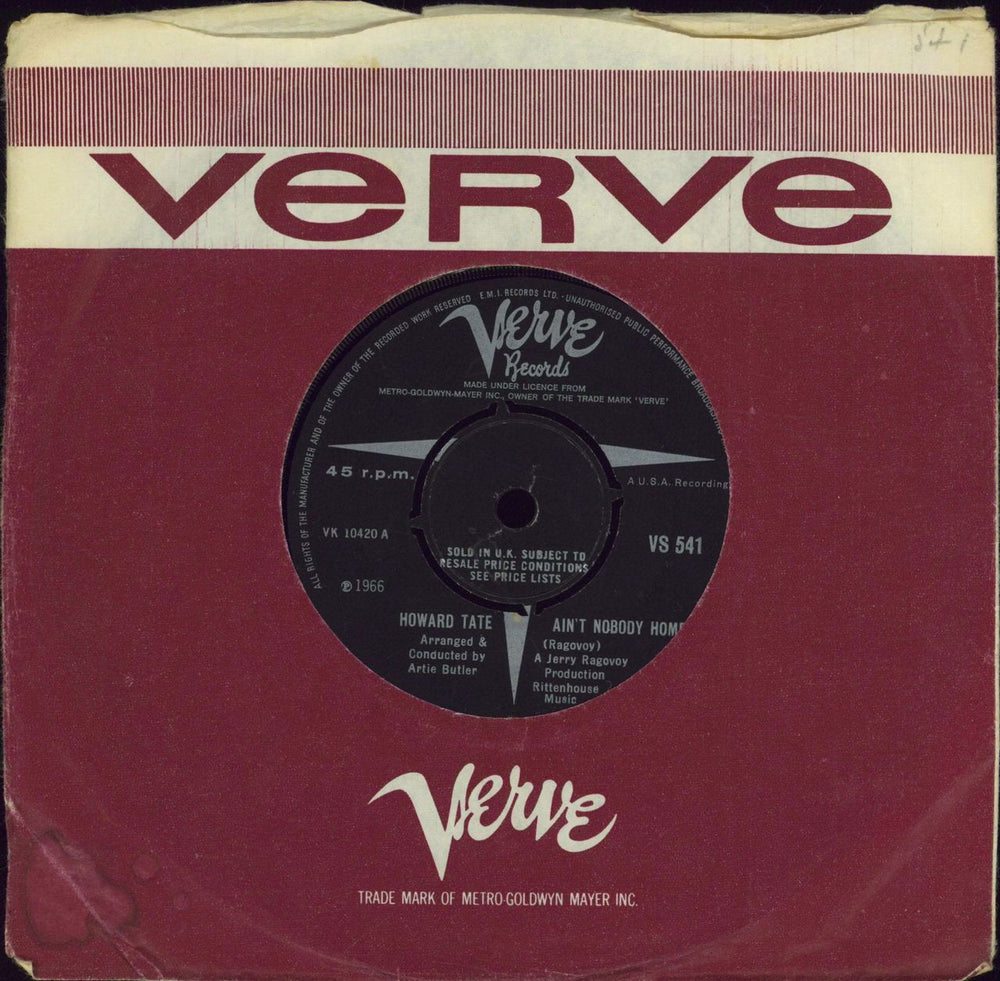 Howard Tate Ain't Nobody Home UK 7" vinyl single (7 inch record / 45) VS541