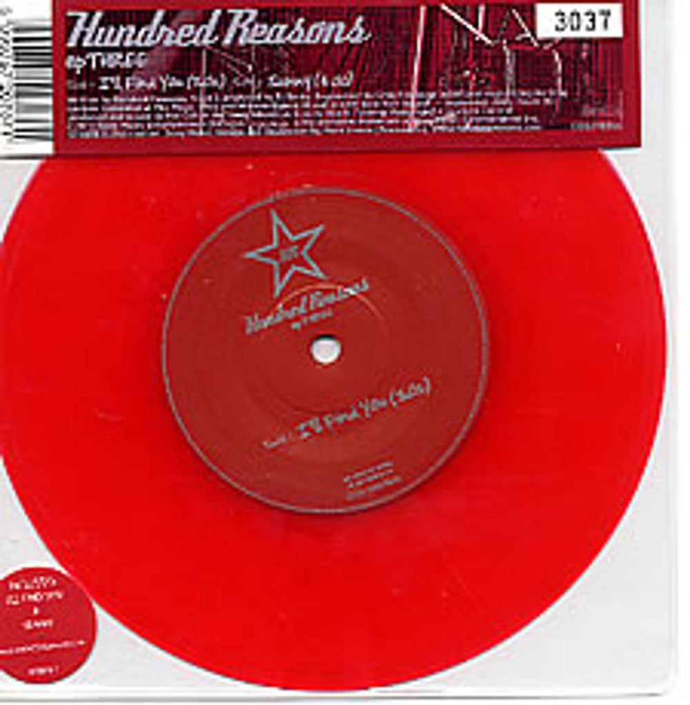 Hundred Reasons E.P. Three - Red vinyl UK 7" vinyl picture disc (7 inch picture disc single) 6720787