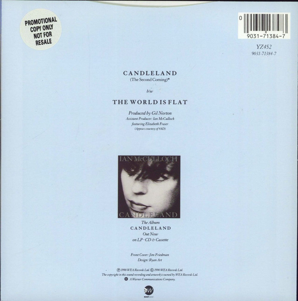 Ian McCulloch Candleland + Envelope & P/R UK Promo 7" vinyl single (7 inch record / 45) 090317138473